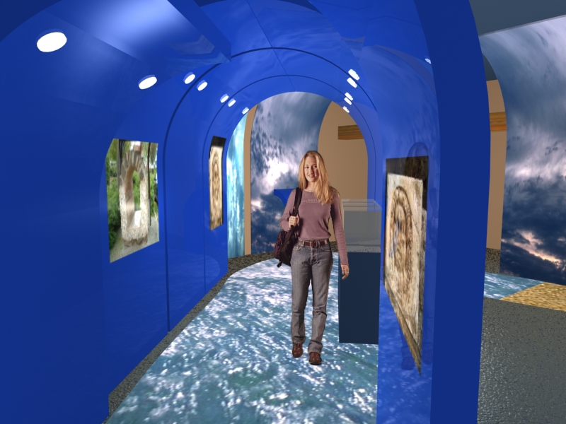 Im blauen Abschnitt der Ausstellung geht es um das Thema "Die Eifelwasserleitung" während des Betriebs